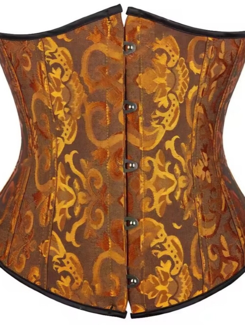 Orange And Black Trim Under The Bust Brocade Waist Corset